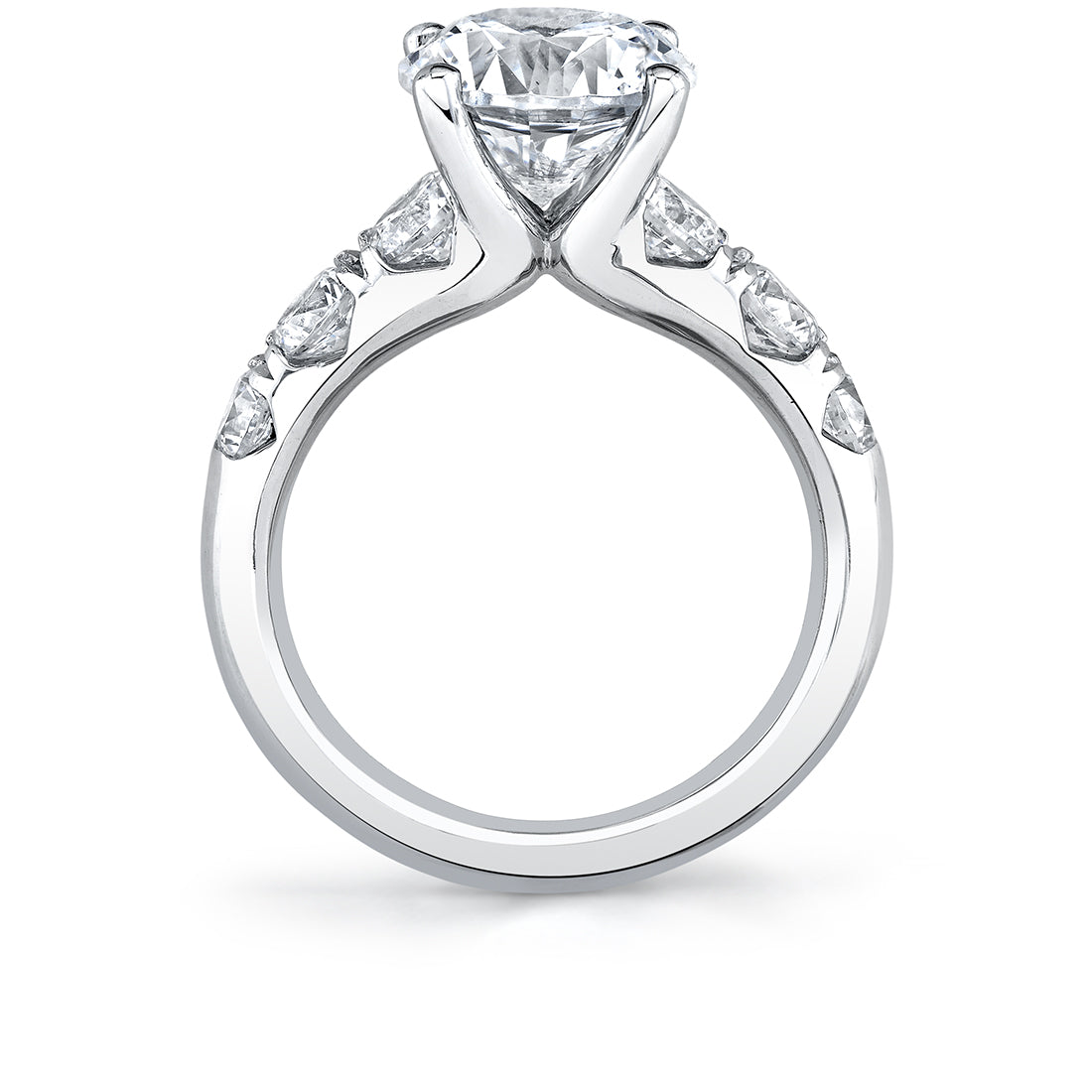 Thick Band Classic Diamond Round Cut Engagement Ring - Davina