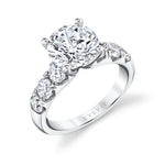Thick Band Classic Diamond Round Cut Engagement Ring - Davina