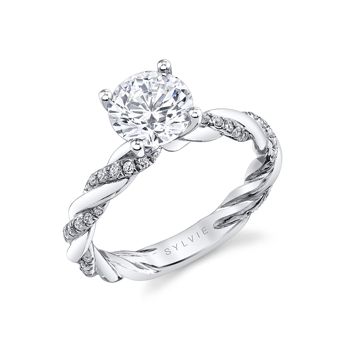 Round Cut Tight Twist Spiral Engagement Ring - Cassidy