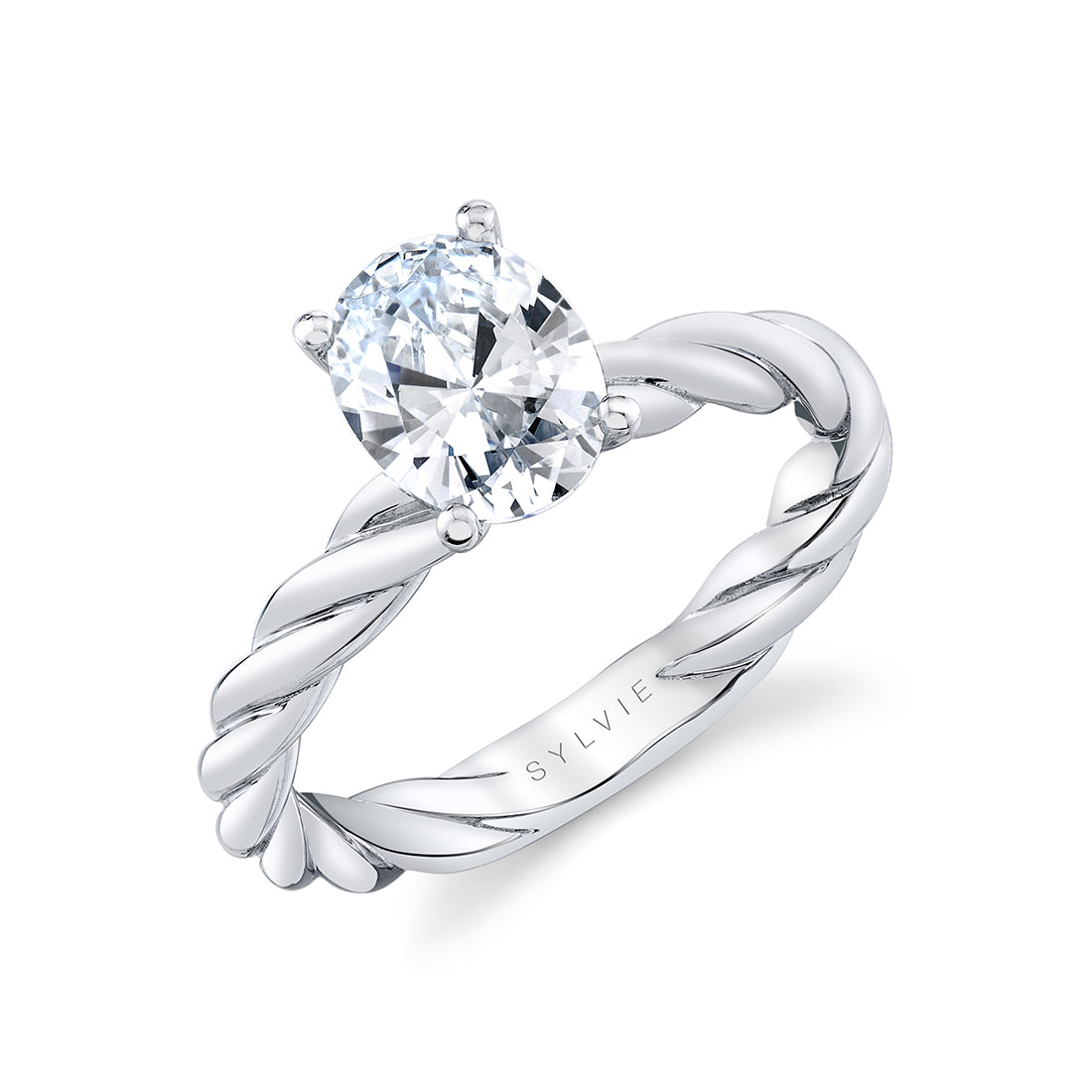 Oval Cut High Polish Spiral Engagement Ring - Amary