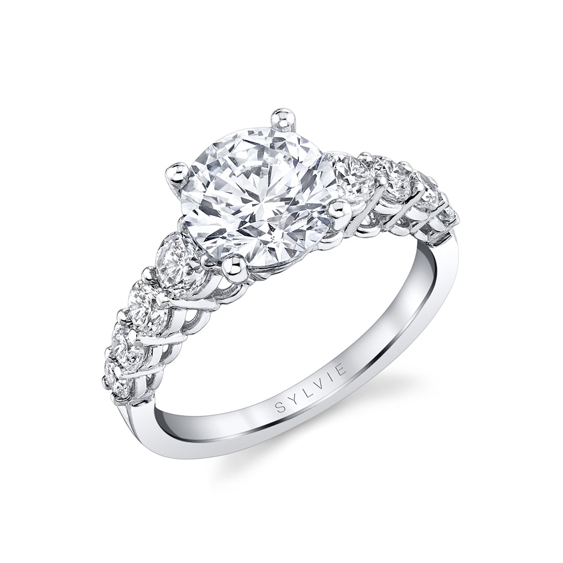 Thick Diamond Band Round Cut Engagement Ring - Colbie