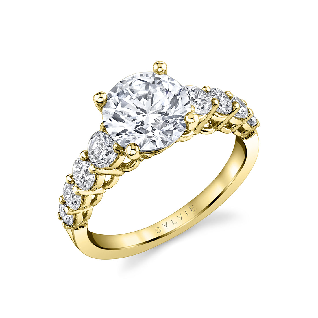 Thick Diamond Band Round Cut Engagement Ring - Colbie
