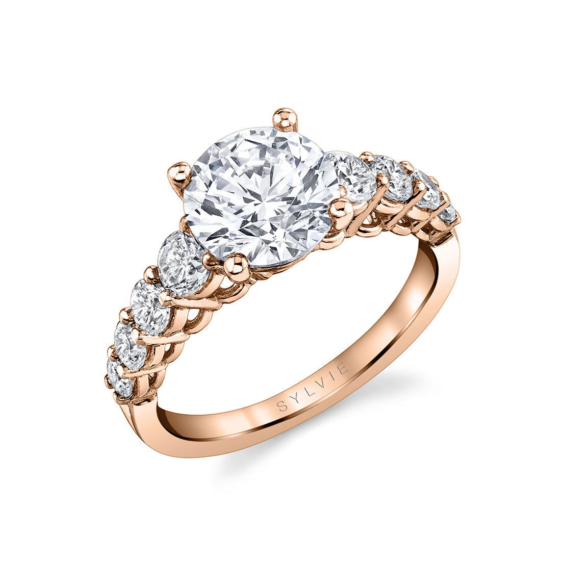 Thick Diamond Band Round Cut Engagement Ring - Colbie