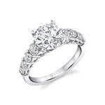Thick Diamond Band Round Cut Engagement Ring - Colbie