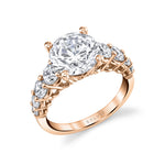 Thick Diamond Band Round Cut Engagement Ring - Collins
