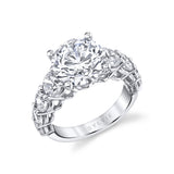 Thick Diamond Band Round Cut Engagement Ring - Constance