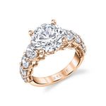 Thick Diamond Band Round Cut Engagement Ring - Constance