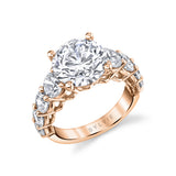 Thick Diamond Band Round Cut Engagement Ring - Constance