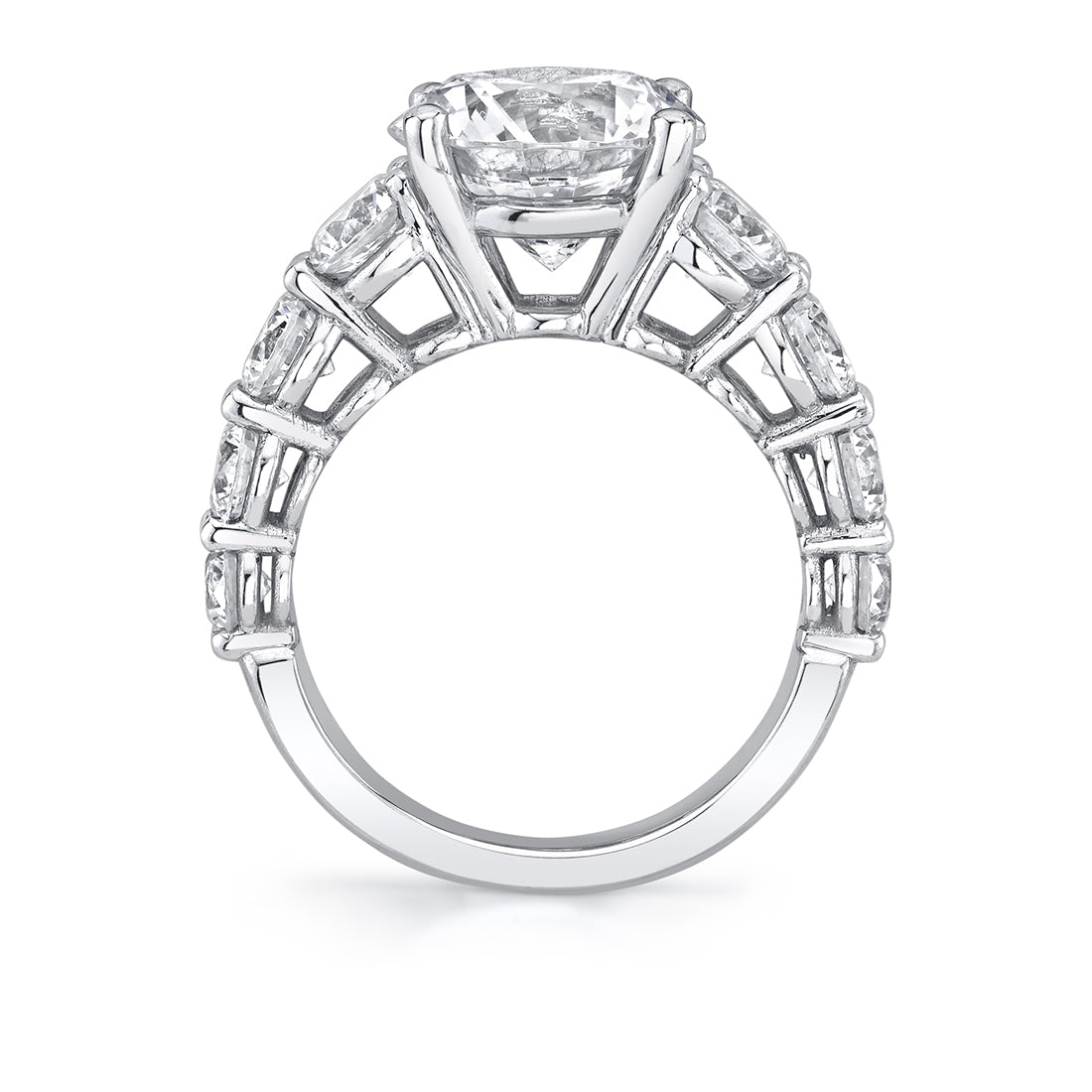Thick Diamond Band Round Cut Engagement Ring - Constance