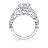 Thick Diamond Band Round Cut Engagement Ring - Constance