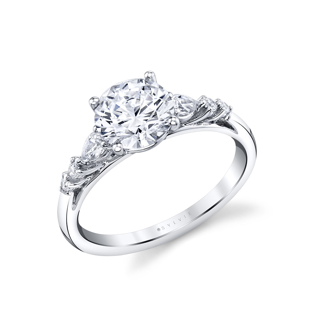 Round Cut Unique Seven Stone Engagement Ring - Galena
