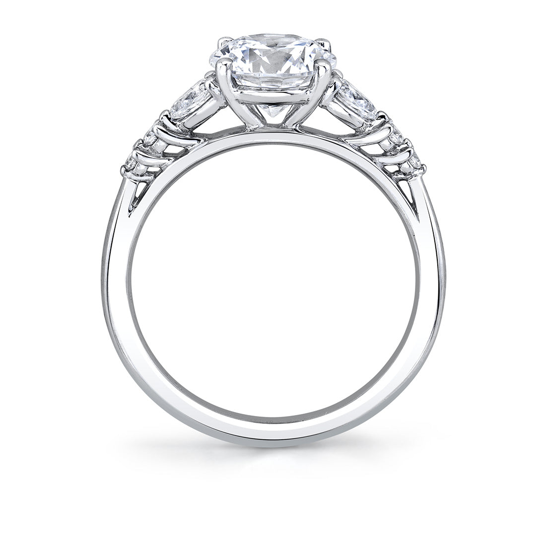 Round Cut Unique Seven Stone Engagement Ring - Galena