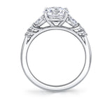 Round Cut Unique Seven Stone Engagement Ring - Galena