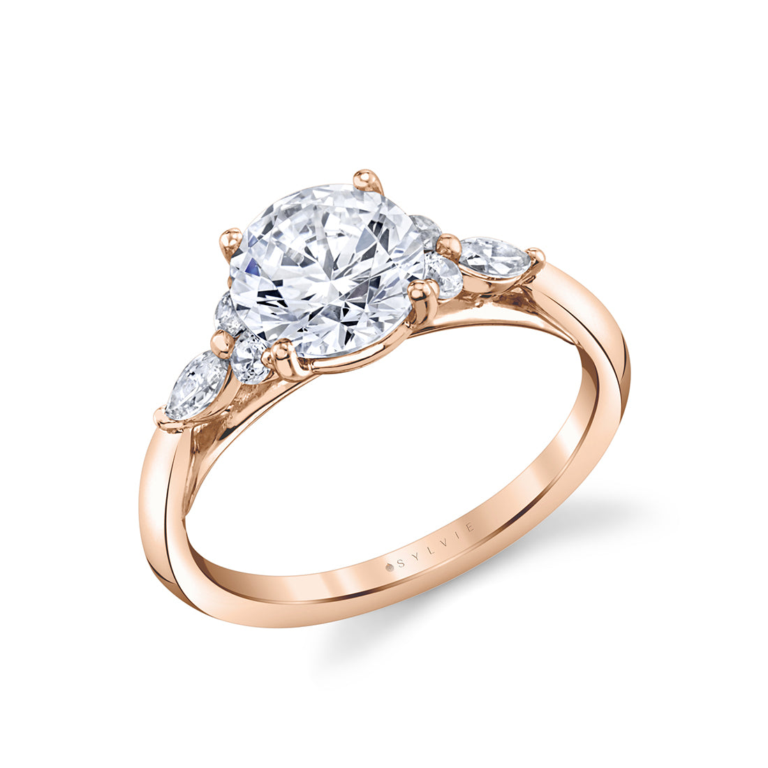 Round Cut Seven Stone Engagement Ring - Linnea