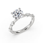 Round Cut Spaced Diamond Engagement Ring - Aura