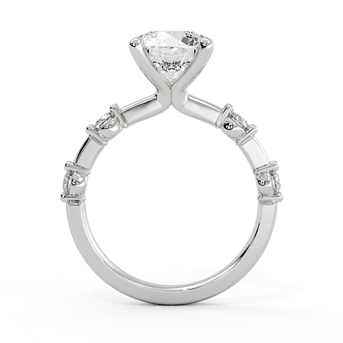 Round Cut Spaced Diamond Engagement Ring - Aura