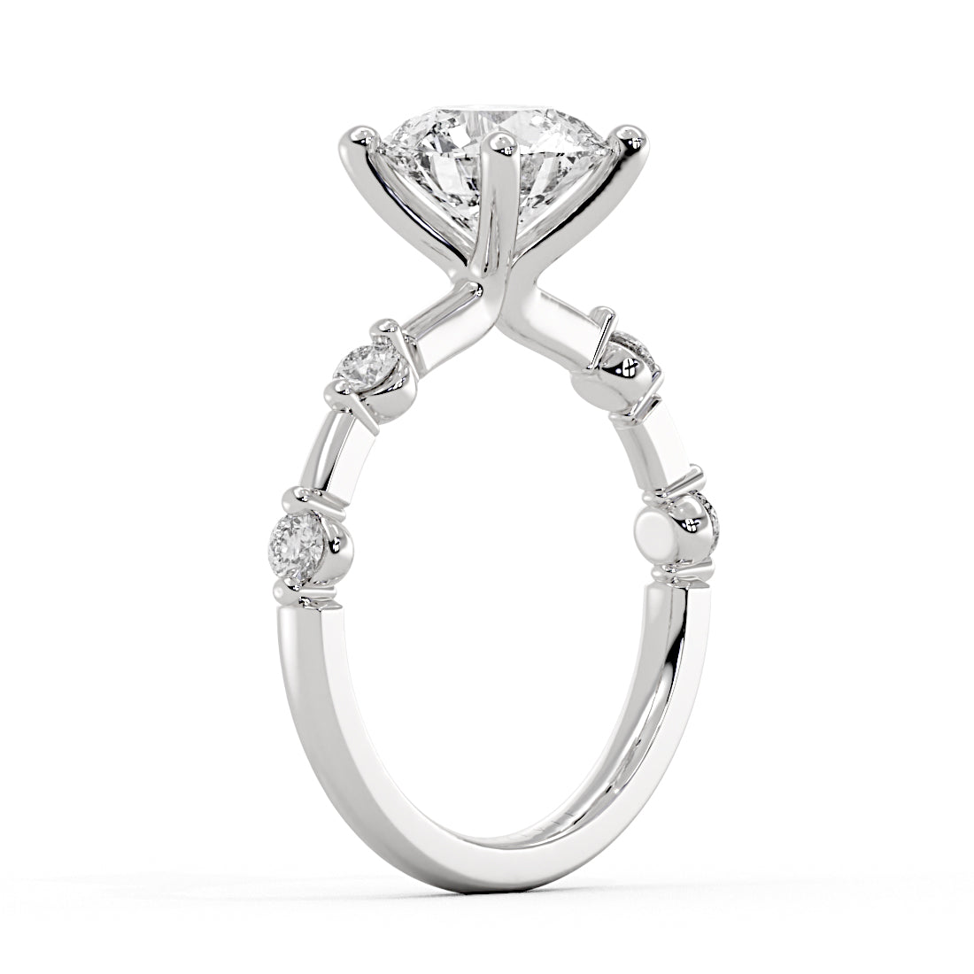 Round Cut Spaced Diamond Engagement Ring - Aura
