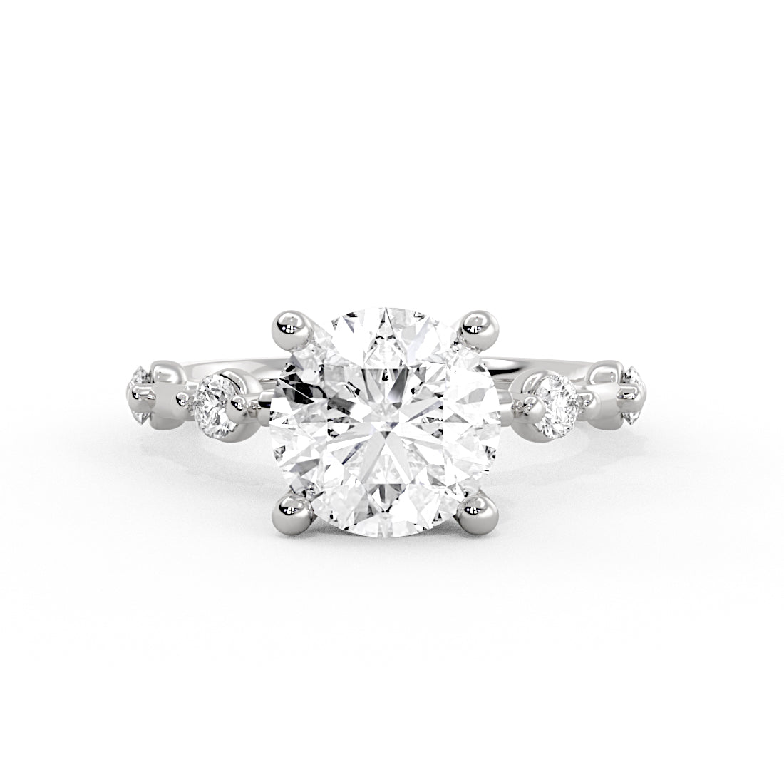 Round Cut Spaced Diamond Engagement Ring - Aura