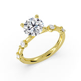 Round Cut Spaced Diamond Engagement Ring - Aura