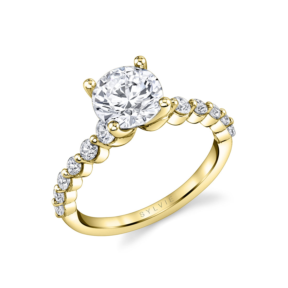 Round Cut Single Prong Diamond Setting Engagement Ring - Clover