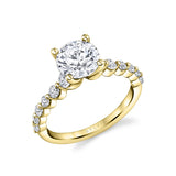 Round Cut Single Prong Diamond Setting Engagement Ring - Clover