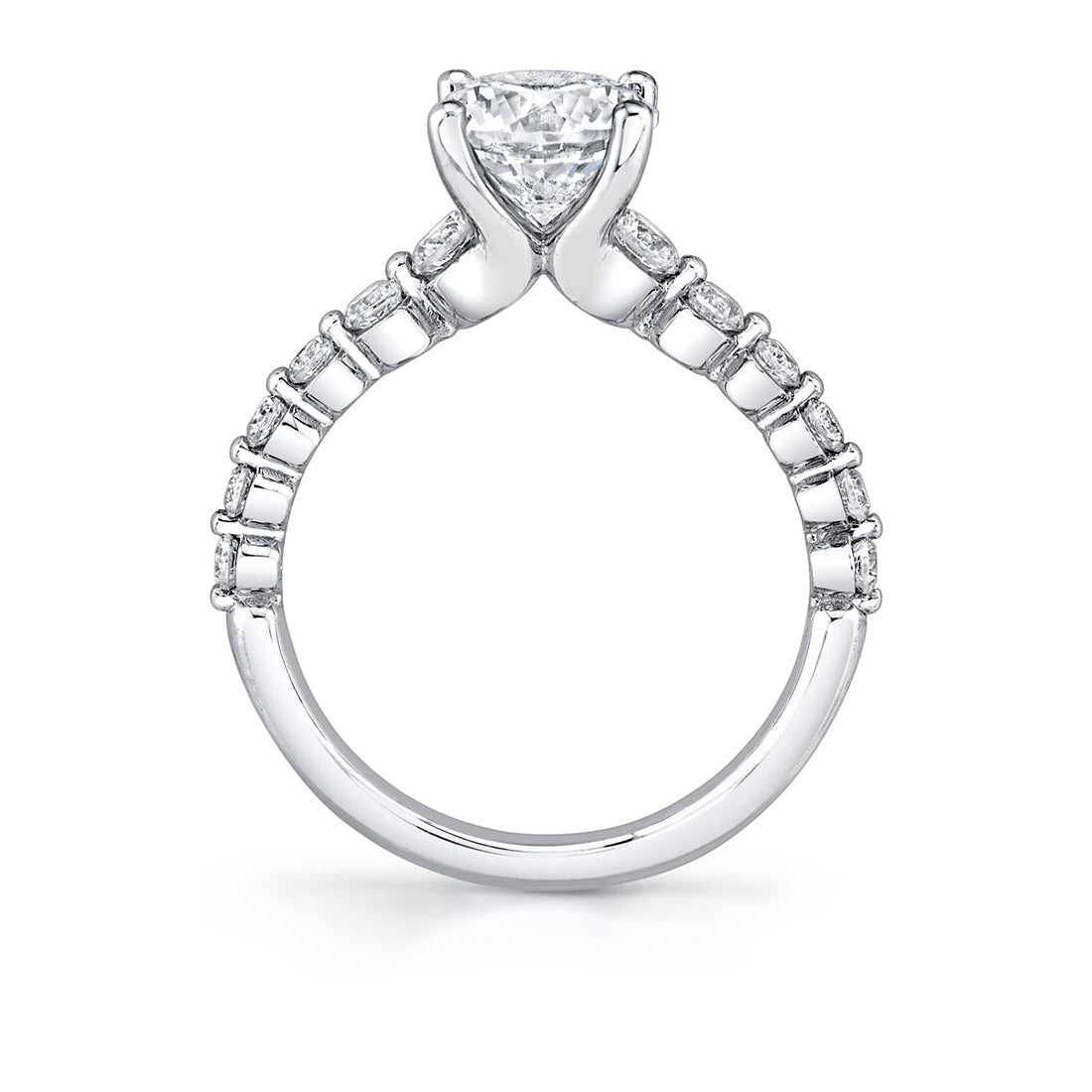 Round Cut Single Prong Diamond Setting Engagement Ring - Clover