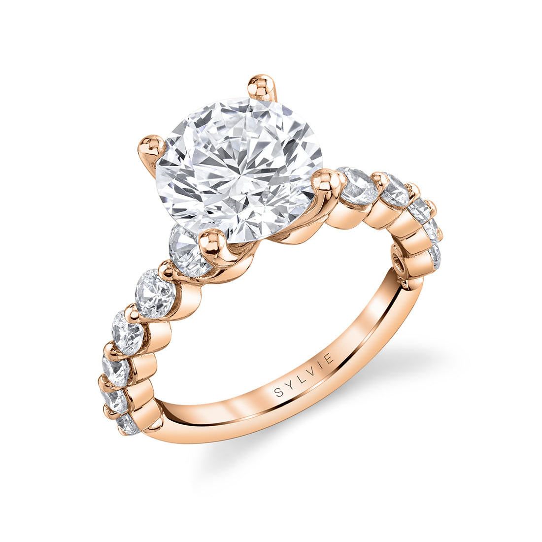 Round Cut Single Prong Diamond Setting Engagement Ring - Cleo