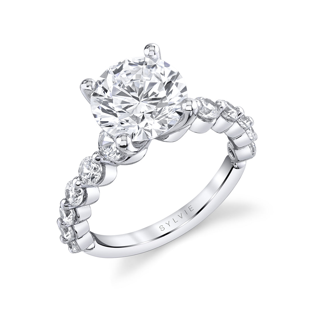 Round Cut Single Prong Diamond Setting Engagement Ring - Cleo