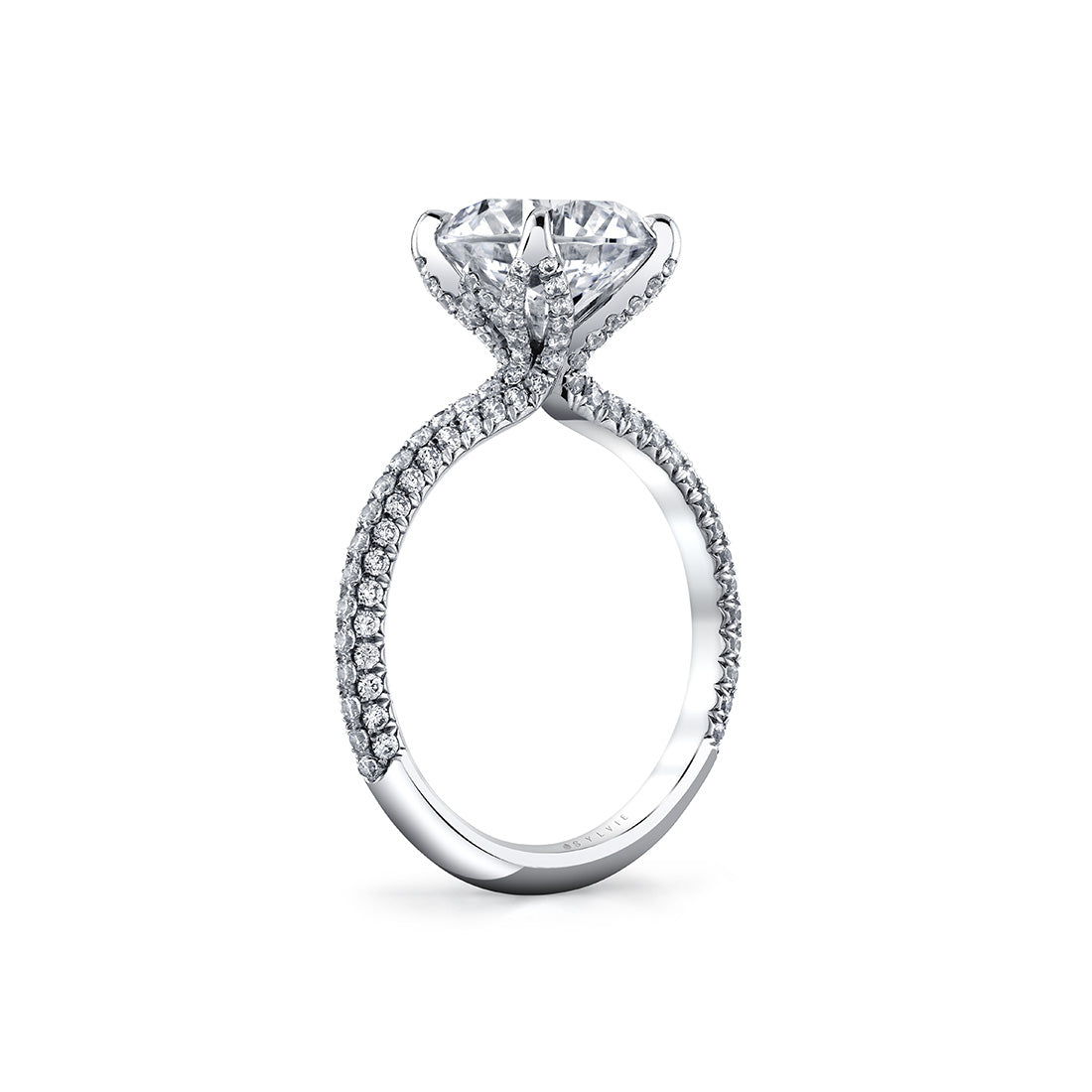 Tulira Pave Diamond Petal Prong Engagement Ring - Sariah