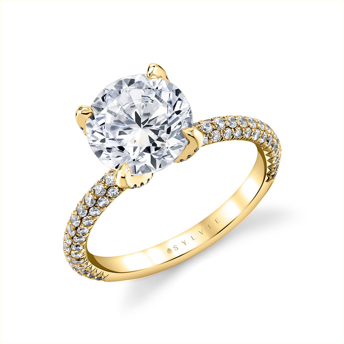Tulira Pave Diamond Petal Prong Engagement Ring - Sariah