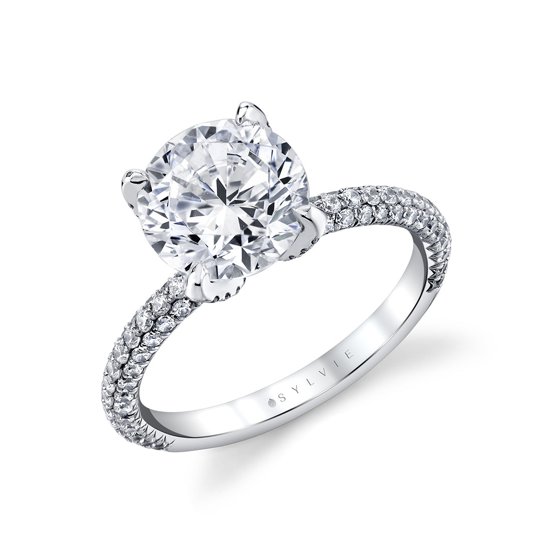 Tulira Pave Diamond Petal Prong Engagement Ring - Sariah