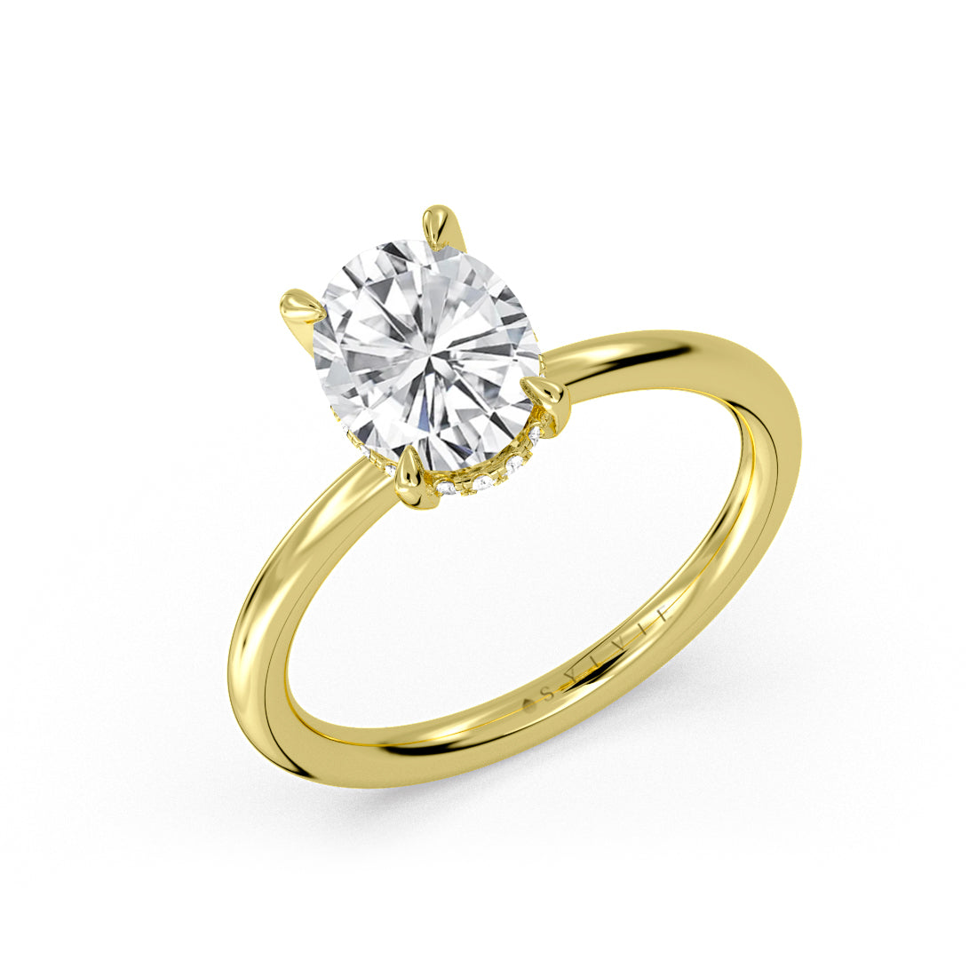 Heritage Oval Cut Hidden Halo Solitaire Engagement Ring - Piper