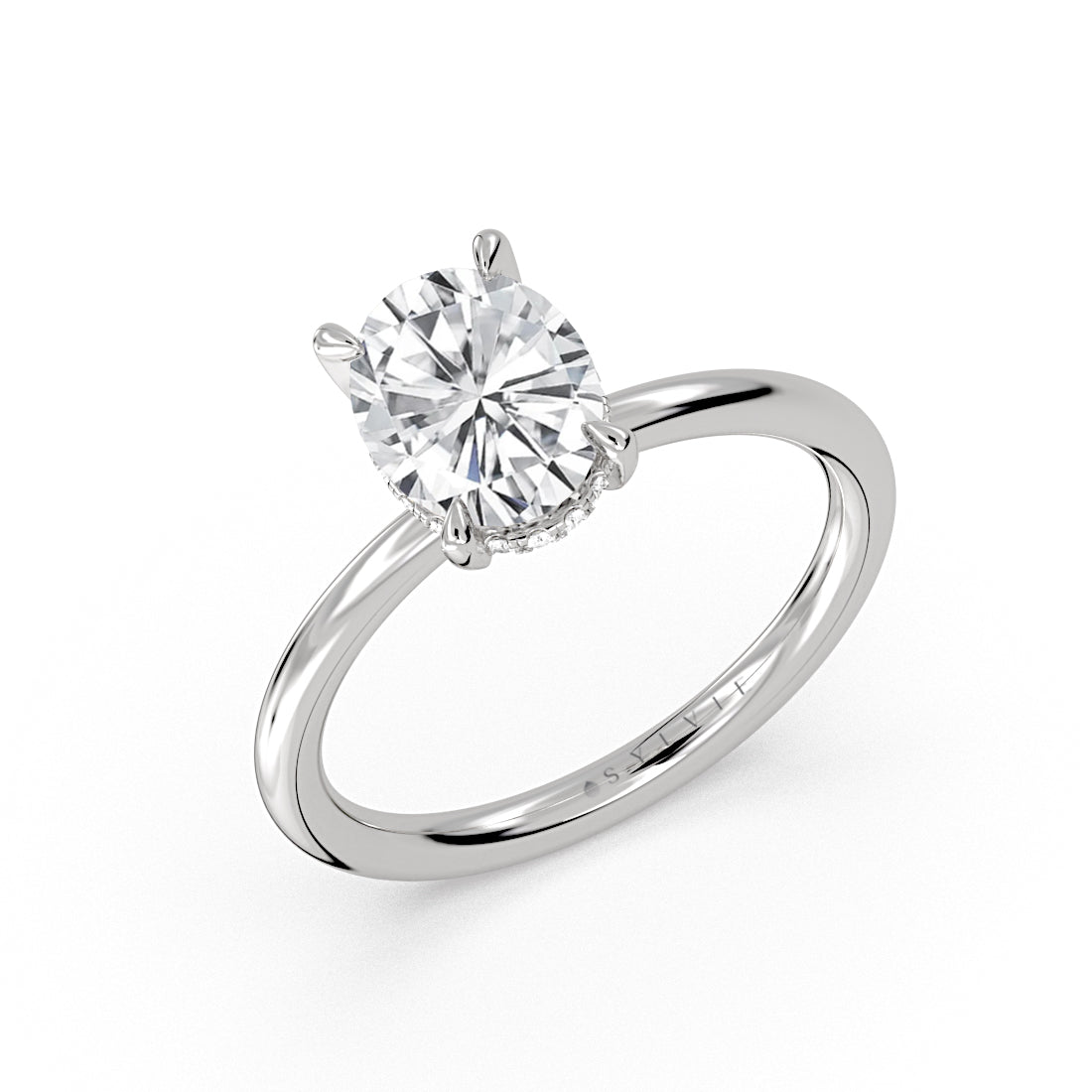 Heritage Oval Cut Hidden Halo Solitaire Engagement Ring - Piper