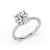 Round Cut Hidden Halo Classic Engagement Ring - Honey