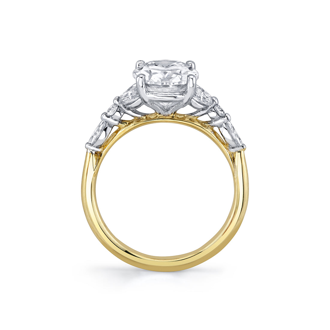 Oval Cut Two Tone Nine Stone Engagement Ring - Selina