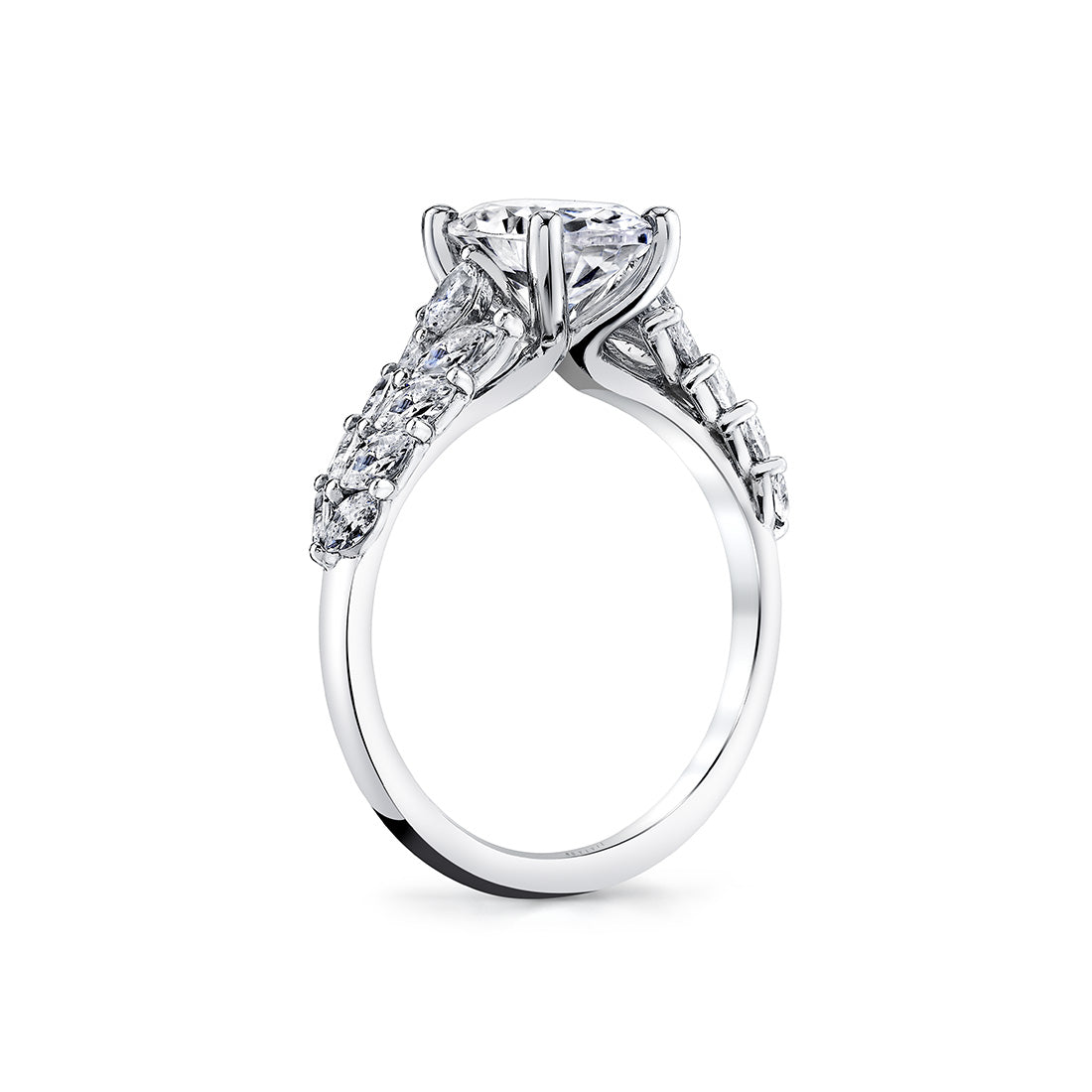 Tulira Flared Marquise Floral Inspired Engagement Ring - Camellia