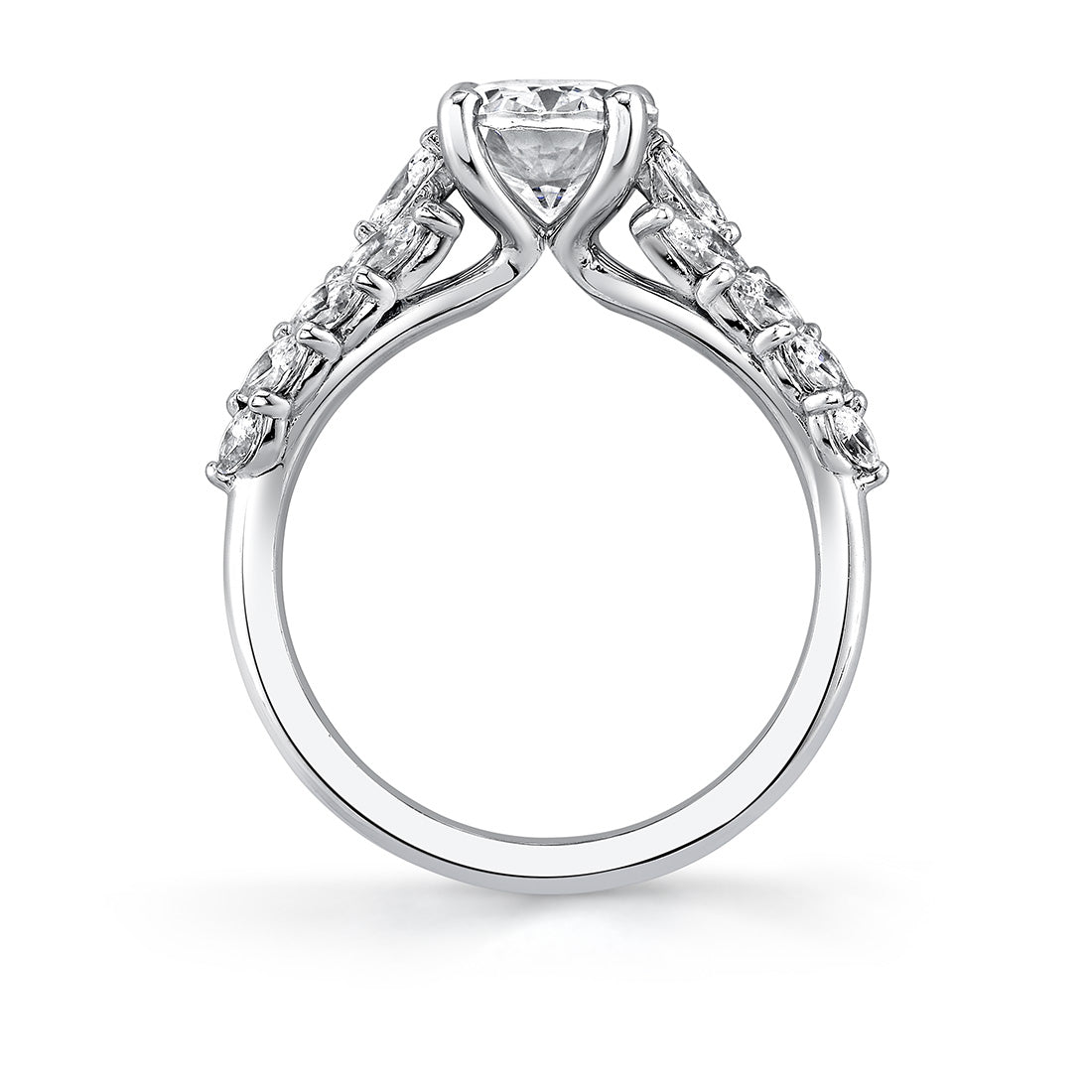 Tulira Flared Marquise Floral Inspired Engagement Ring - Camellia