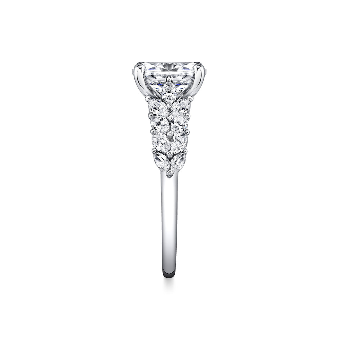 Tulira Flared Marquise Floral Inspired Engagement Ring - Camellia