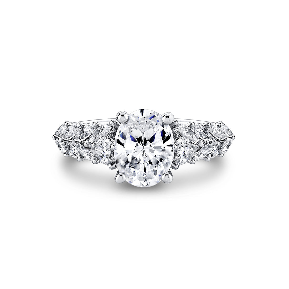 Tulira Flared Marquise Floral Inspired Engagement Ring - Camellia