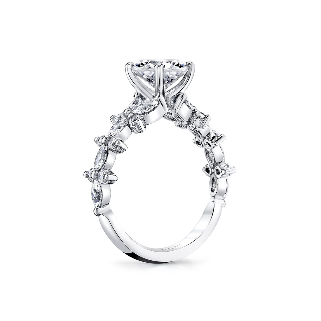 Tulira Flared Round and Marquise Floral Inspired Engagement Ring - Dahlia