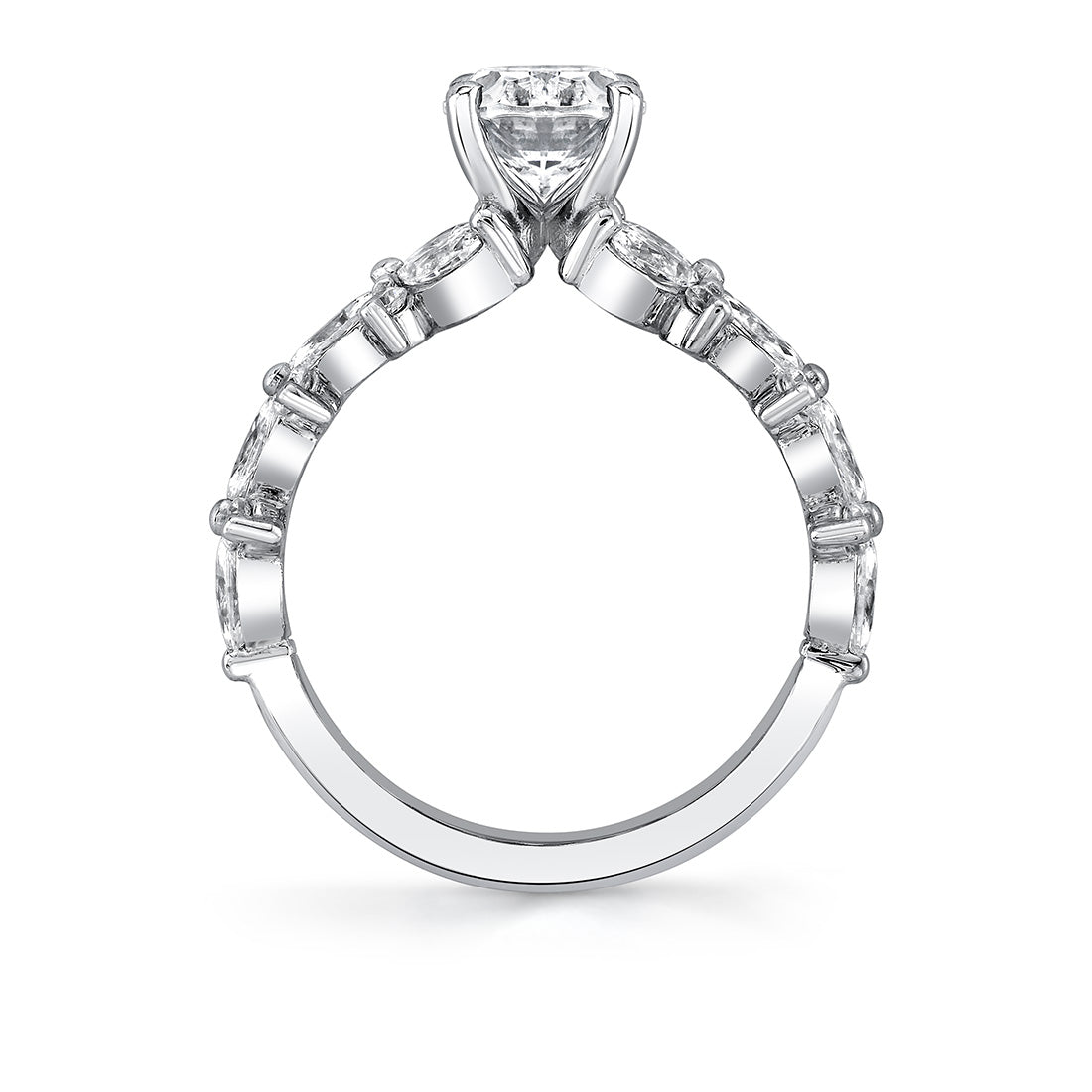 Tulira Flared Round and Marquise Floral Inspired Engagement Ring - Dahlia