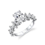 Tulira Flared Round and Marquise Floral Inspired Engagement Ring - Dahlia
