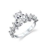 Tulira Flared Round and Marquise Floral Inspired Engagement Ring - Dahlia
