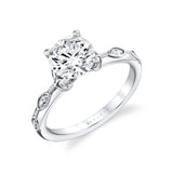 Tulira Bezel Petal and Leaf Engagement Ring - Opal