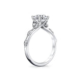 Tulira Bezel Petal and Leaf Engagement Ring - Opal