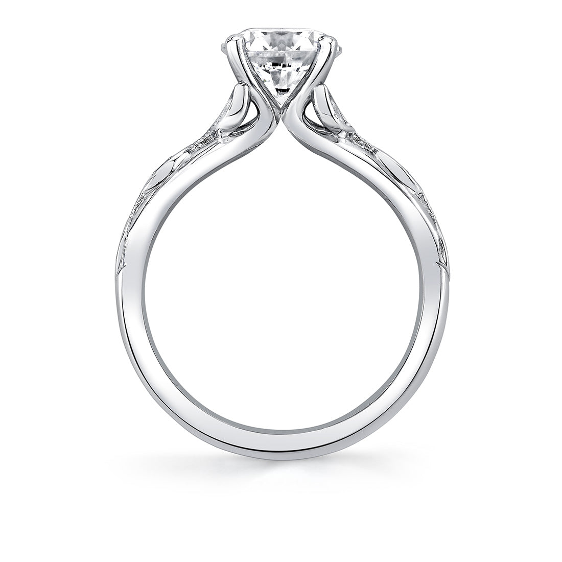 Tulira Bezel Petal and Leaf Engagement Ring - Opal