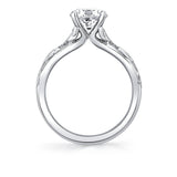 Tulira Bezel Petal and Leaf Engagement Ring - Opal