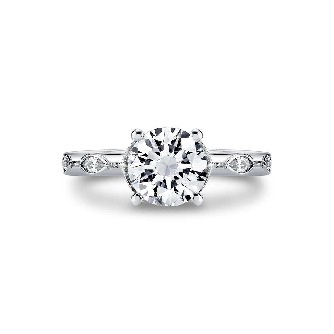 Tulira Bezel Petal and Leaf Engagement Ring - Opal