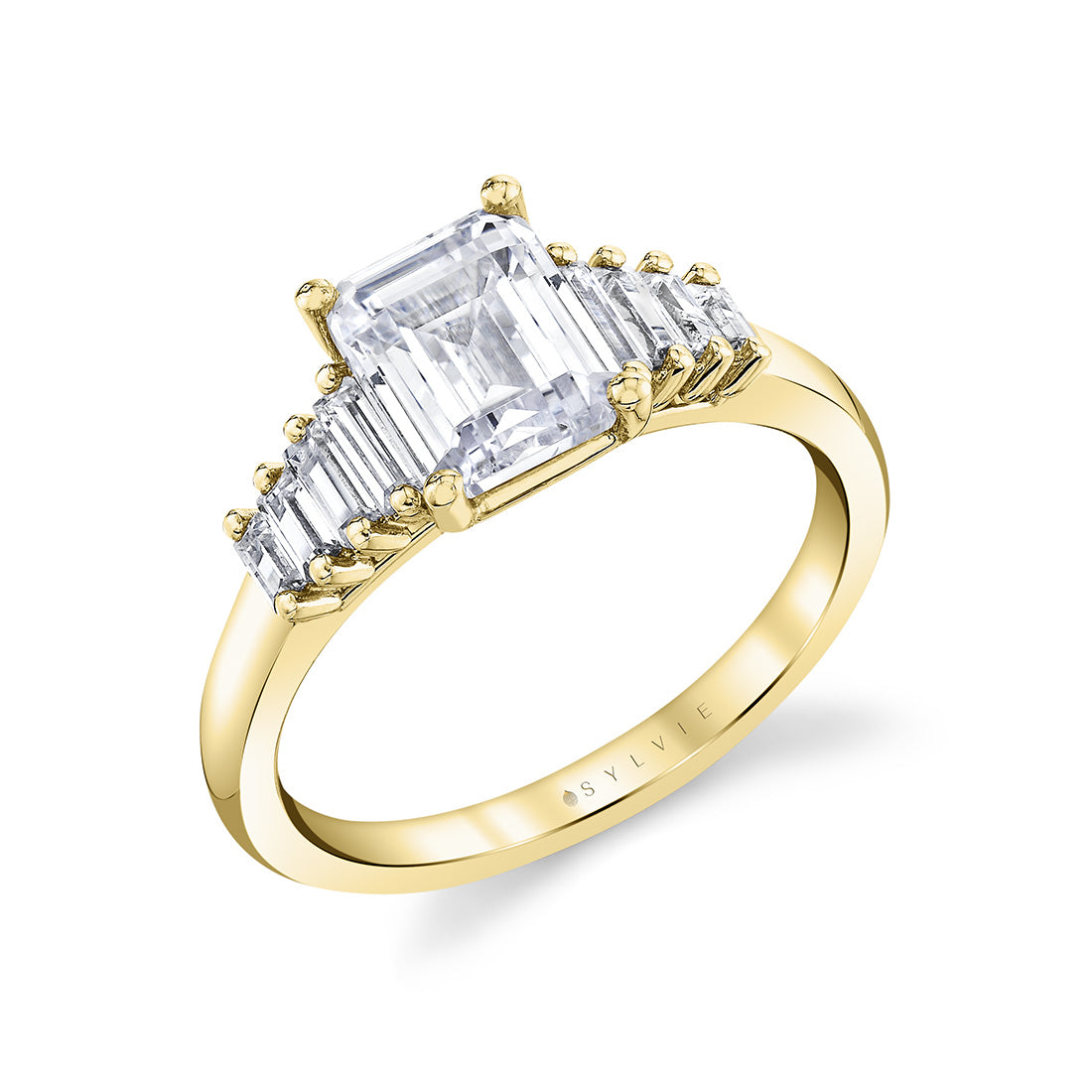 Emerald Cut Graduating Baguette Engagement Ring - Hartlen