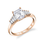 Emerald Cut Graduating Baguette Engagement Ring - Hartlen